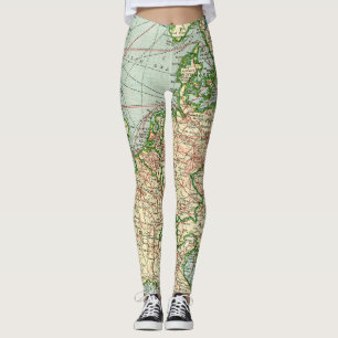 Vintage Europe Map Leggings