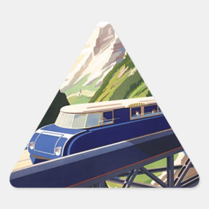 Vintage Europe Rail Travel Triangle Sticker