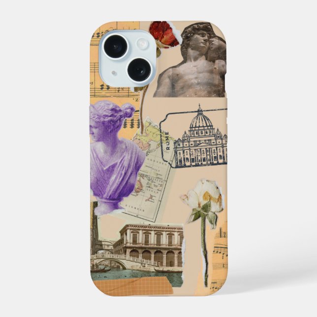 Vintage Europe Travel Collage Phone Case (Back)