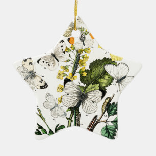 Vintage European Butterflies Ceramic Tree Decoration