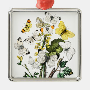 Vintage European Butterflies Metal Tree Decoration