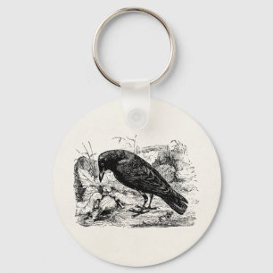Vintage European Carrion Crow Bird Crows Birds Key Ring