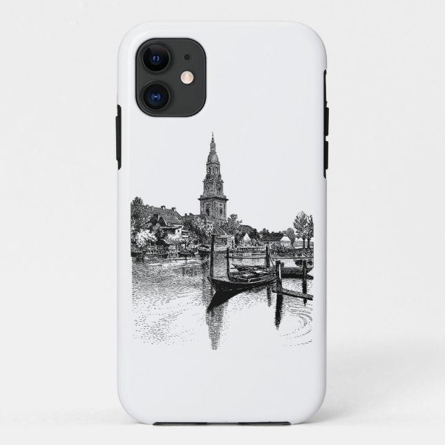 Vintage European City Waterway iPhone 11 Case (Back)