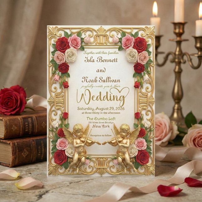Vintage European Fairytale Cherub Royal Wedding Invitation (Creator Uploaded)