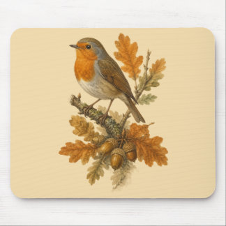 Vintage European Robin Art | Antique Illustration Mouse Pad