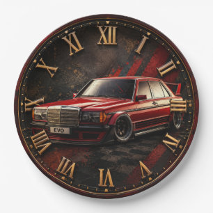 Vintage European Sports Sedan Retro Car Paper Plate