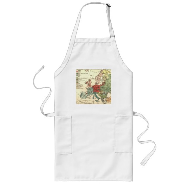 Vintage European Travel Map Long Apron (Front)