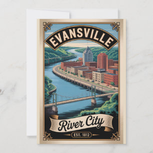 Vintage Evansville Indiana Retro Travel Holiday Card