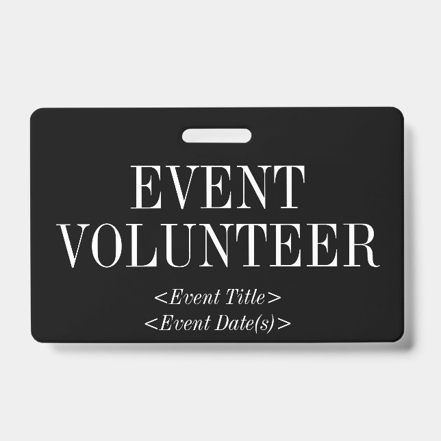 Vintage "EVENT VOLUNTEER" Badge ID Badge (Front)