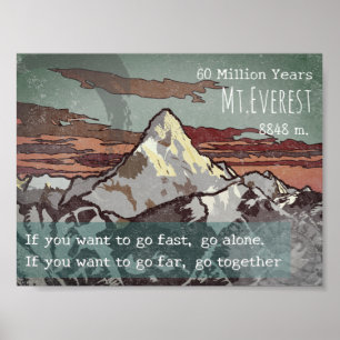 Vintage Everest – Sherpa Teamwork Travel Together Poster