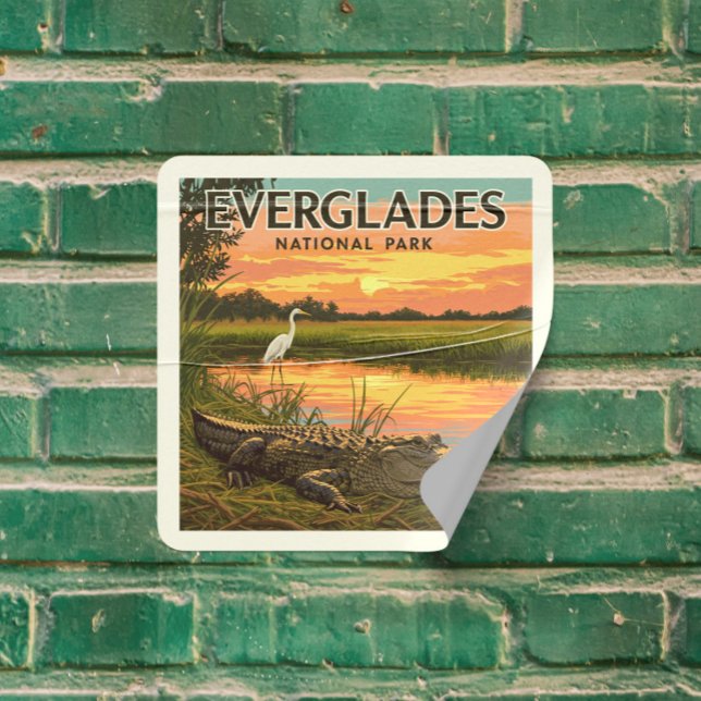  Vintage Everglades National Park Square Sticker (Creator Uploaded)
