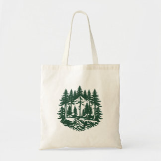 Vintage Evergreen Forest  Tote Bag