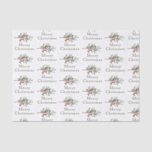 Vintage Evergreen Juniper Branch Holiday Tissue Paper