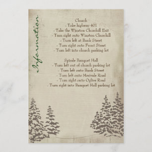 Vintage Evergreen Wedding Information Card