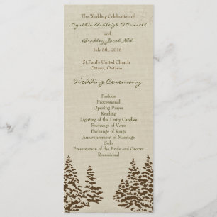 Vintage Evergreen Wedding Program Programme