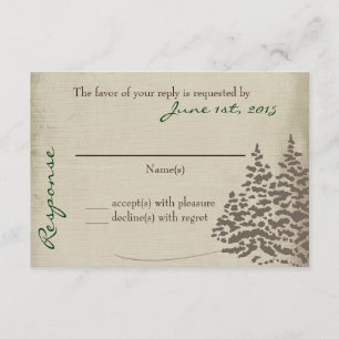 Vintage Evergreen Wedding Response Card with back