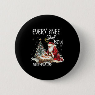 Vintage Every Knee Shall Bow Santa Clause Religiou 6 Cm Round Badge