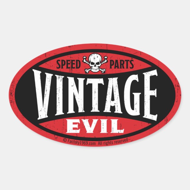 Vintage Evil 001A Oval Sticker (Front)
