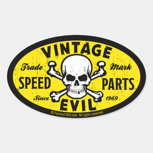 Vintage Evil 007A Oval Sticker (Front)