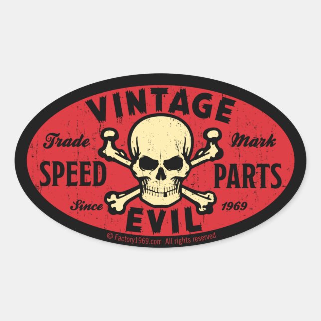 Vintage Evil 007C Oval Sticker (Front)