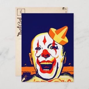 Vintage Evil Clown Postcard