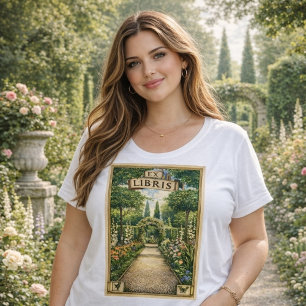 Vintage Ex Libris Garden Path Bookplate Art  Plus Size T-Shirt