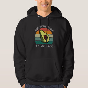 Vintage Excuse Me While I Eat Avocado Retro Avocad Hoodie