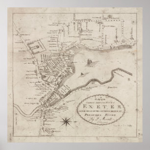Vintage Exeter NH Map (1802) Poster