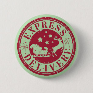 Vintage Express Delivery from Santa Claus 6 Cm Round Badge