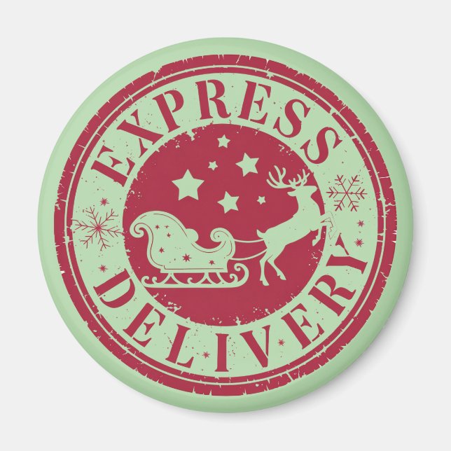 Vintage Express Delivery from Santa Claus Magnet (Front)