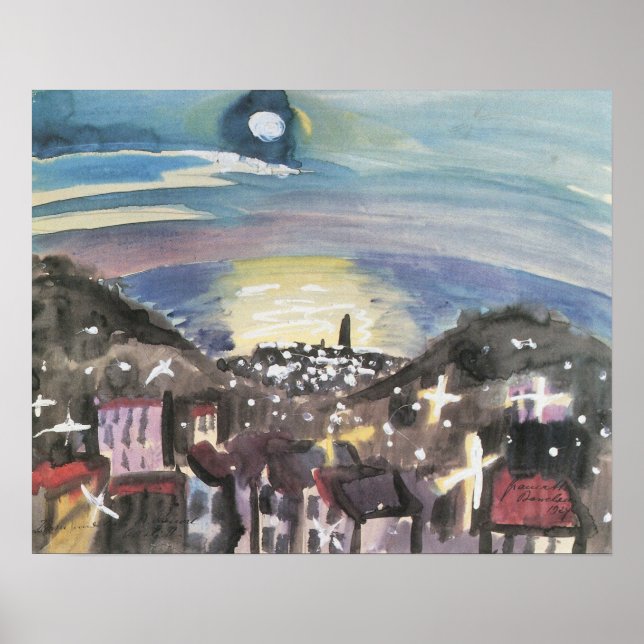 Vintage Expressionism, Barcelona at Night Gramatte Poster (Front)