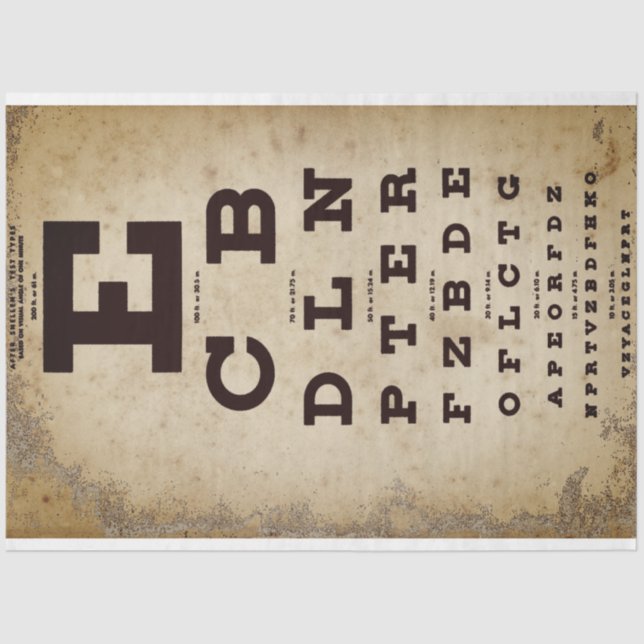 Vintage Eye Chart Decoupage Paper (Front)