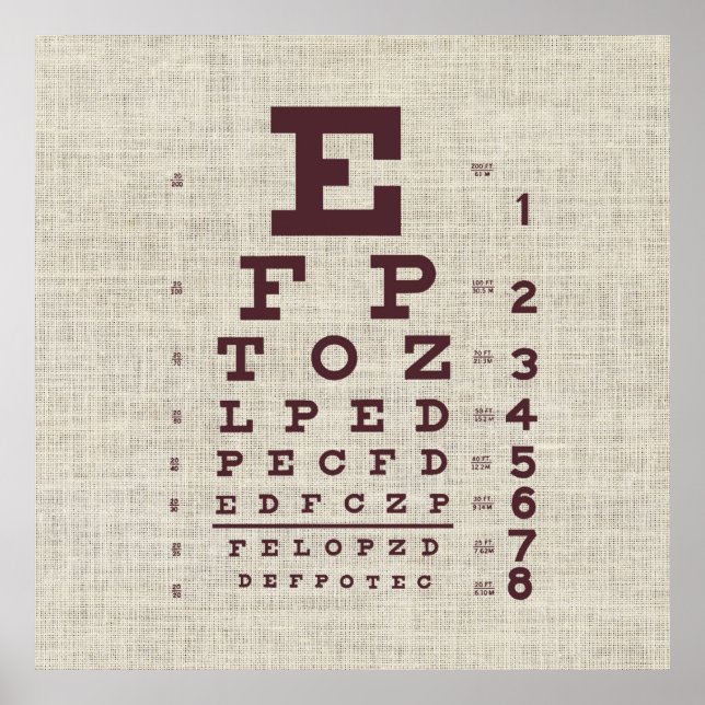 Vintage Eye Chart on Burlap  (Front)