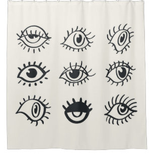 Vintage Eye Doodles: Trendy Sketches Shower Curtain