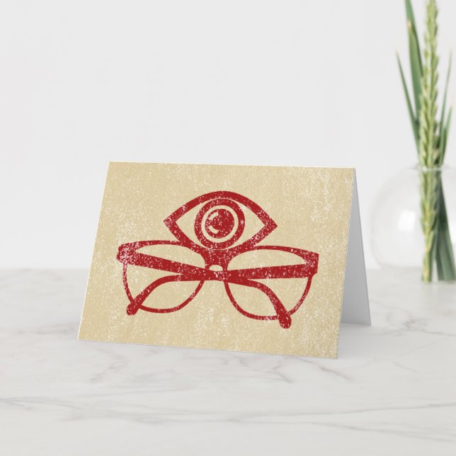 Vintage Eye & Eyeglasses Card (Front)
