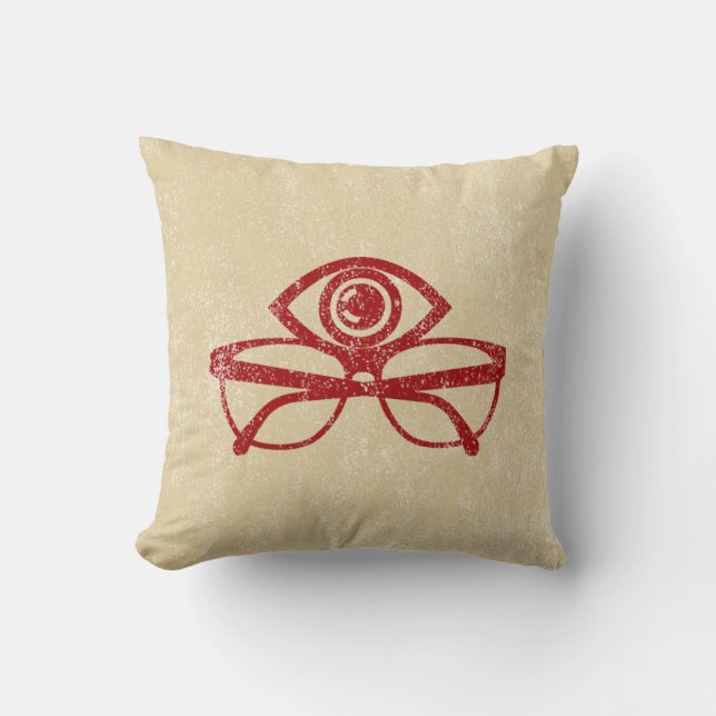 Vintage Eye & Eyeglasses Cushion (Front)