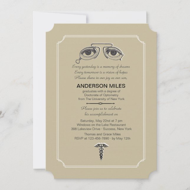 Vintage Eyeglasses Graduation Invitation (Front)
