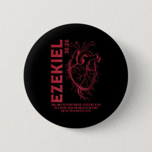 Vintage Ezekiel 36-26 Heart Of Flesh Bible Verse C 6 Cm Round Badge