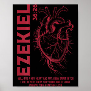 Vintage Ezekiel 36-26 Heart Of Flesh Bible Verse C Poster