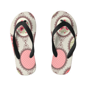 Vintage Fabric: Patchwork Seamless Design. Kid's Jandals
