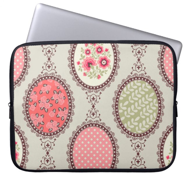 Vintage Fabric: Patchwork Seamless Design. Laptop Sleeve (Front)