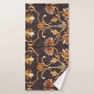 Vintage fabric with the embroidered flowers, backg bath towel