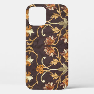 Vintage fabric with the embroidered flowers, backg iPhone 12 case