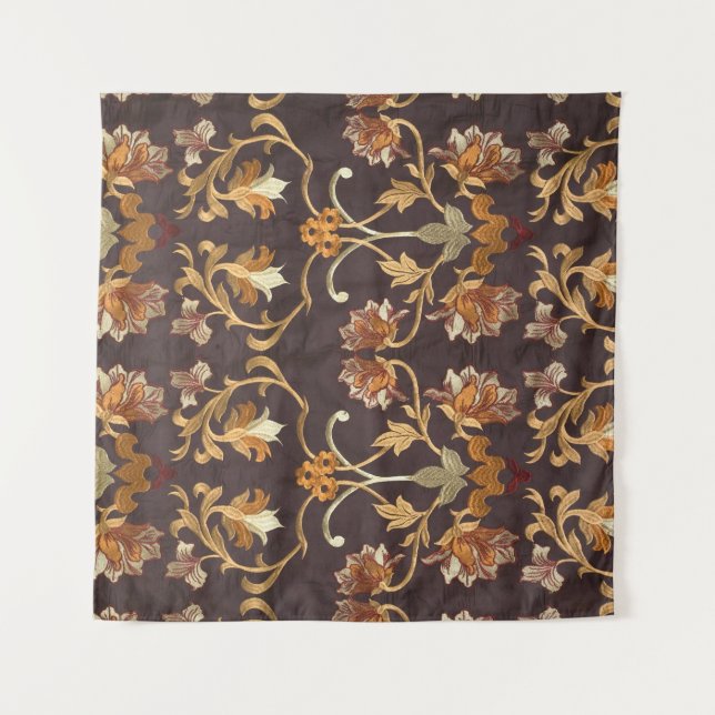 Vintage fabric with the embroidered flowers, backg tapestry (Front)