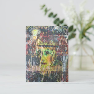 vintage face grunge mixed media collage postcard