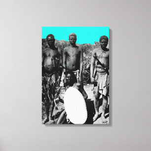 Vintage Faces of Africa Watercolor Black and White Canvas Print
