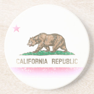 Vintage Fade California Flag Coaster