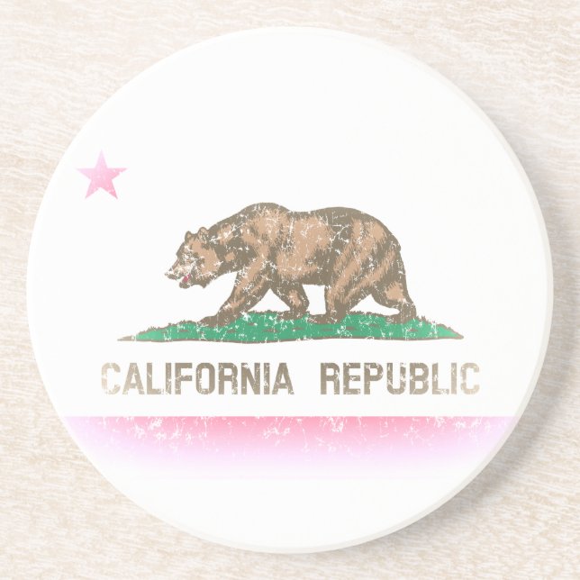 Vintage Fade California Flag Coaster (Front)