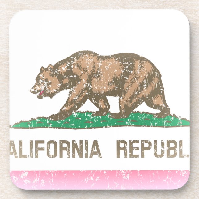 Vintage Fade California Flag Coaster (Front)