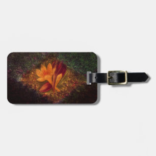 Vintage fade orange and burgundy crocus on grass luggage tag